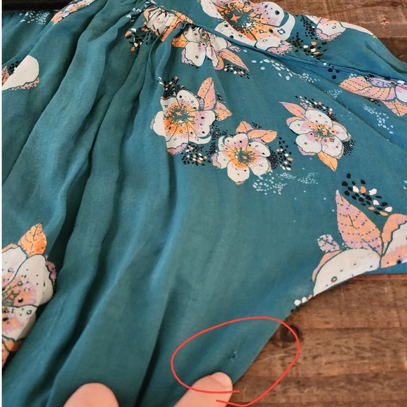 Free People Tuscan Dreams Teal Floral V Neck Tunic Long Sleeve Dress, Size S - Picture 10 of 11